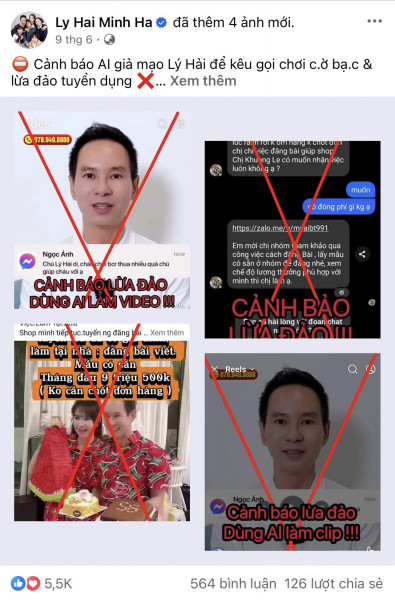 Vợ chồng đạo diễn Lý Hải lên tiếng cảnh báo về video giả mạo để kêu gọi chơi cờ bạc online