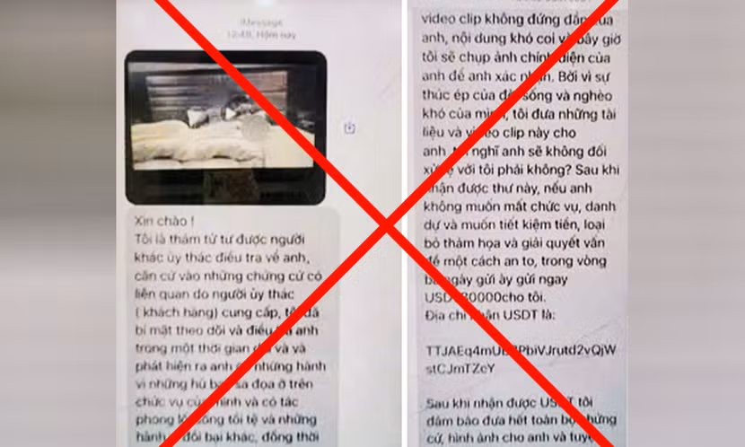 Hình ảnh các đối tượng cắt ghép và nhắn tin cho bị hại. Hình ảnh các đối tượng cắt ghép và nhắn tin cho bị hại.