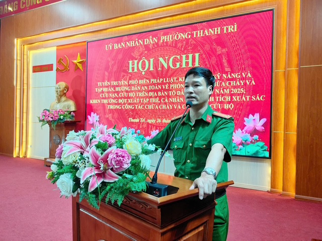 Chỉ huy CAP Thanh Trì quán triệt những nội dung quan trọng trong công tác phòng ngừa hỏa hoạn