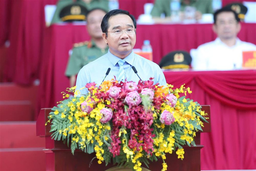 Đồng chí Nguyễn Văn Được, Ủy viên Trung ương Đảng, Chủ tịch Ủy ban nhân dân TP. Hồ Chí Minh phát biểu tại buổi Lễ xuất quân.