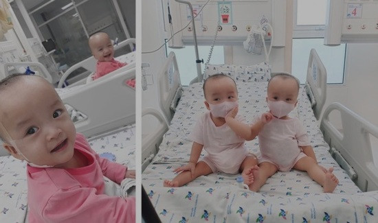 "Song Nhi" với sản phảm tã chất lượng tốt tại bệnh viện (Ảnh: BV Nhi Đồng Thành Phố)