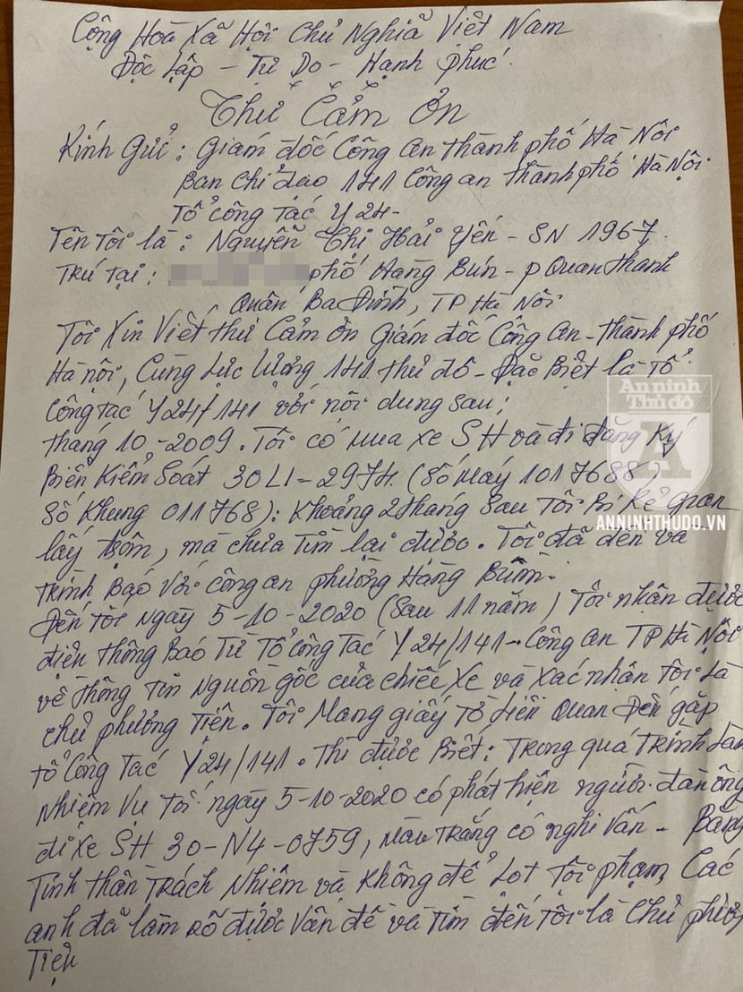 Chủ xe gửi lời cảm ơn chân thành tới tổ công tác Y24/141 Chủ xe gửi lời cảm ơn chân thành tới tổ công tác Y24/141