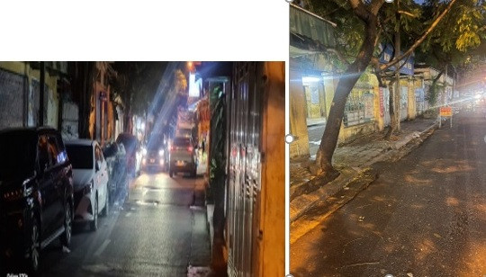 Phố Thọ Lão buổi tối, trước (bên trái) và sau khi dư luận phản ánh Phố Thọ Lão buổi tối, trước (bên trái) và sau khi dư luận phản ánh