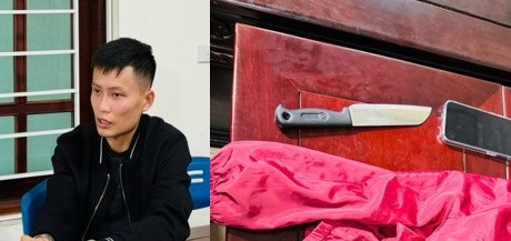 Đối tượng Nguyễn Tuấn Anh và hung khí dùng để gây án