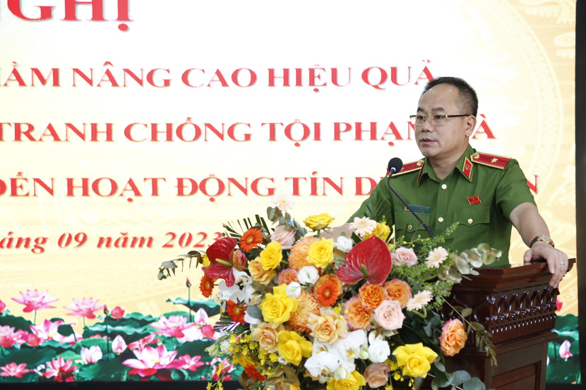 Thiếu tướng Nguyễn Thanh Tùng phát biểu chỉ đạo tại hội nghị