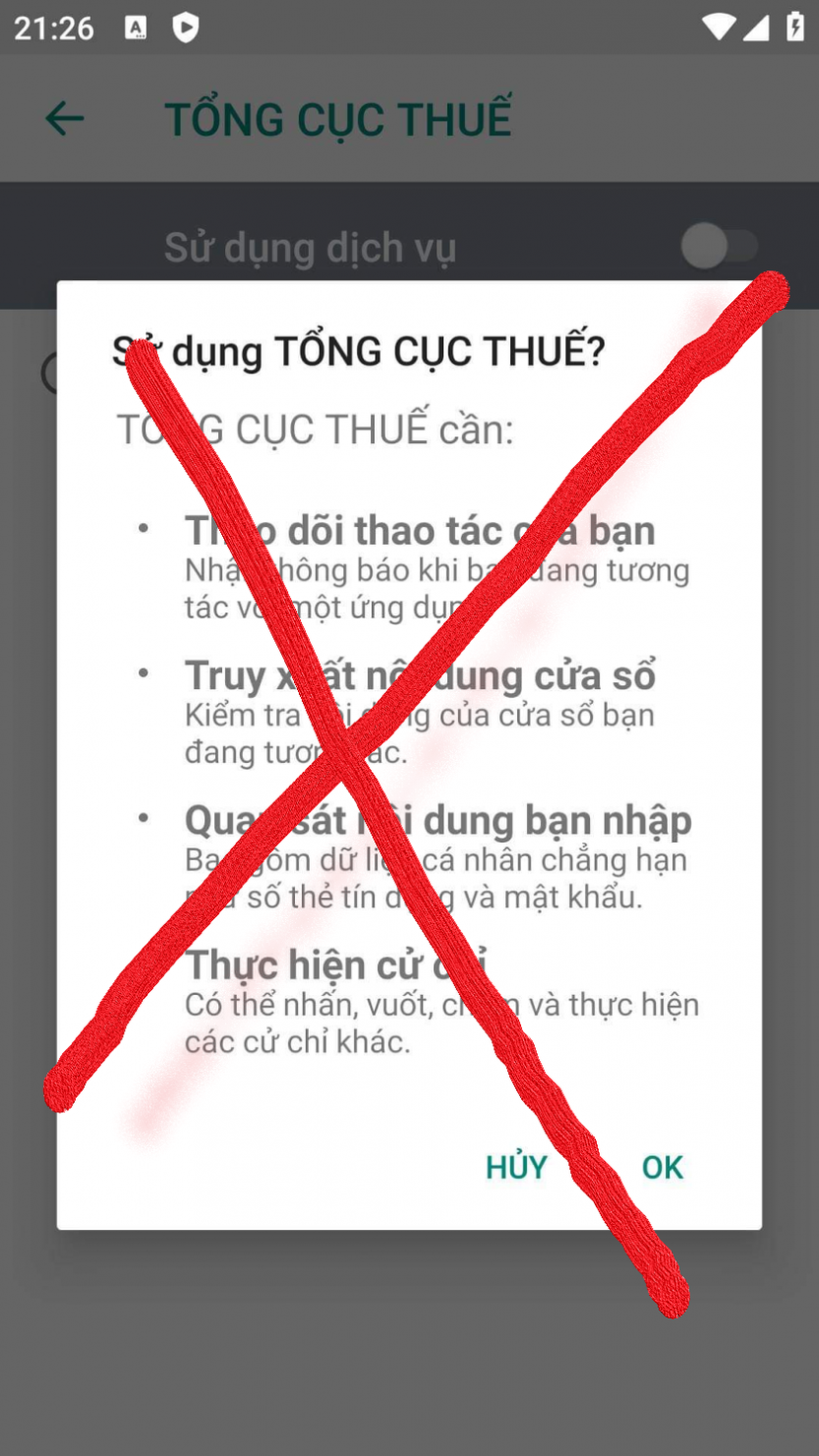 Ứng dụng yêu cầu cho phép quyền truy cập vào nhiều dữ liệu nhạy cảm cũng như điều khiển trực tiếp thiết bị
