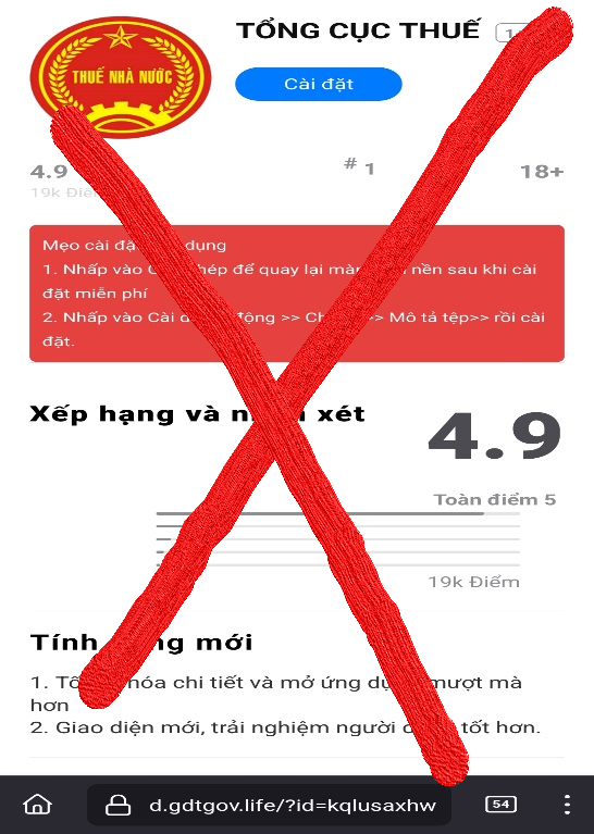 Giao diện trang web giả mạo chứa đường dẫn tải phần mềm độc hại