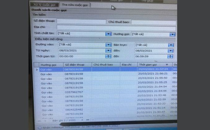 Lịch sử cuộc gọi tới Tổng đài 113 Công an TP Hà Nội của 01 trường hợp nháy máy liên tục