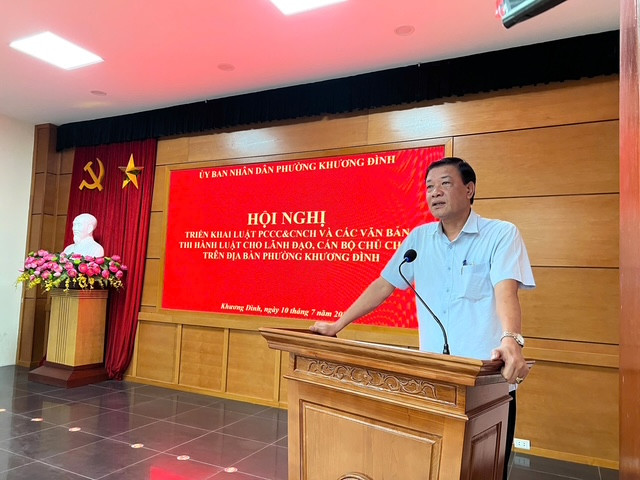 Đại diện lãnh đạo UBND phường Khương Đình mong muốn cán bộ, nhân dân trên địa bàn chung sức trong &quot;cuộc chiến&quot; phòng ngừa hỏa hoạn