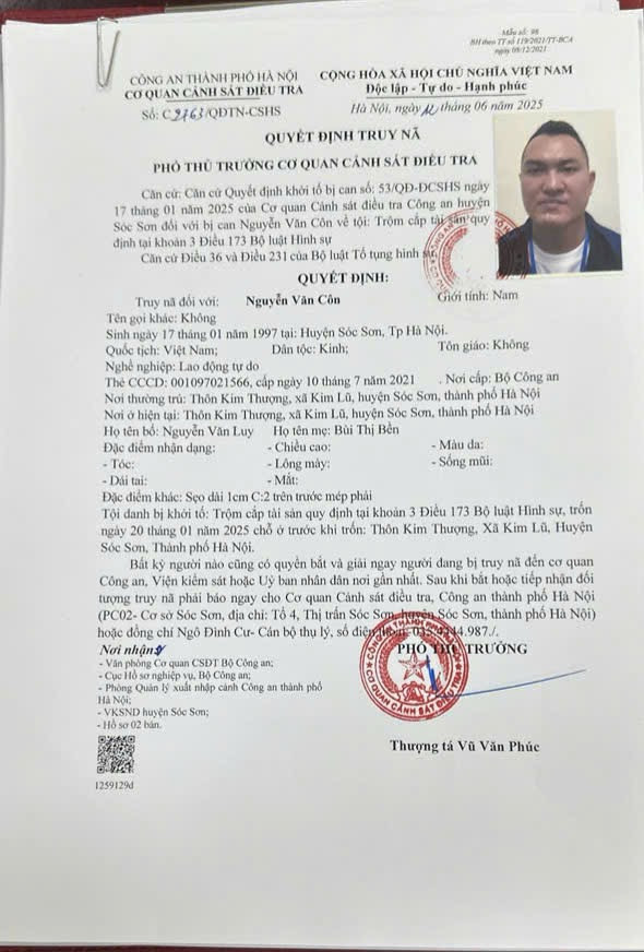 Đối tượng Côn và quyết định truy nã Đối tượng Côn và quyết định truy nã