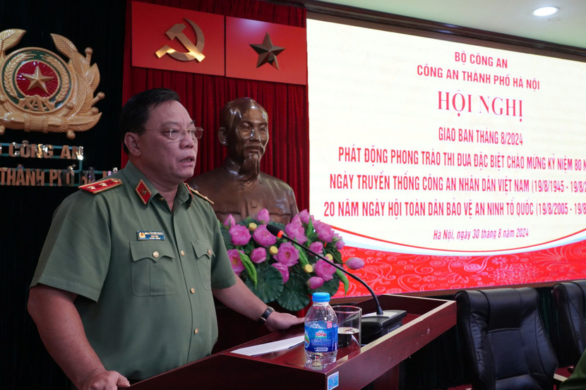 Trung tướng Nguyễn Hải Trung - Giám đốc CATP phát biểu kết luận hội nghị