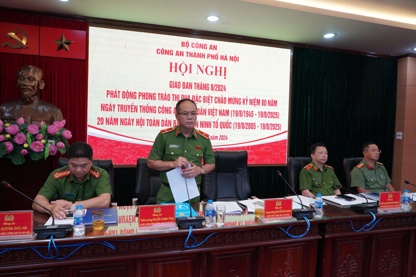 Thiếu tướng Nguyễn Thanh Tùng - Phó Giám đốc CATP phát biểu chỉ đạo tại hội nghị