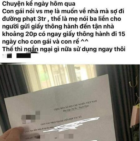 "Giấy thông hành" và thông tin được đăng tải trên mạng gây bức xúc trong dư luận