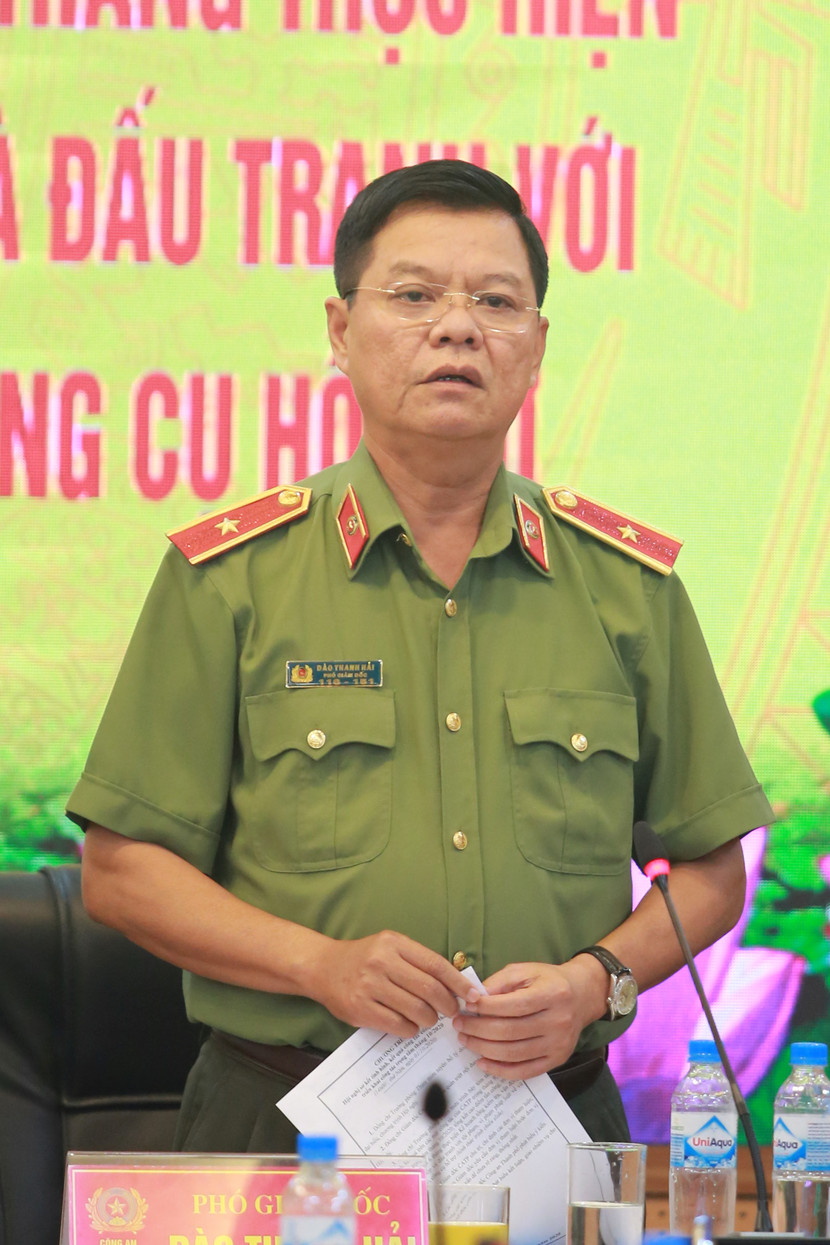 Thiếu tướng Đào Thanh Hải, Phó Bí thư Đảng ủy, Phó Giám đốc CATP Hà Nội phát biểu tại Hội nghị