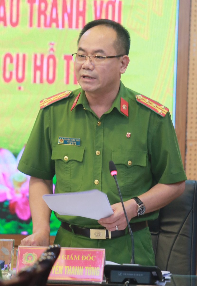 Đại tá Nguyễn Thanh Tùng phát biểu nhiều vấn đề về công tác điều tra, đấu tranh phòng chống các loại tội phạm của CATP trong thời gian vừa qua...