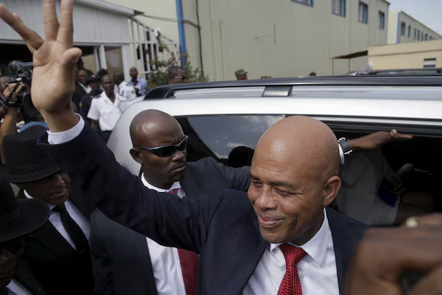 Ông Haiti Michel Martelly trong ngày kết thúc nhiệm kỳ Tổng thống tại Quốc hội Haiti ở Port-au-Prince hôm 7-2-2016