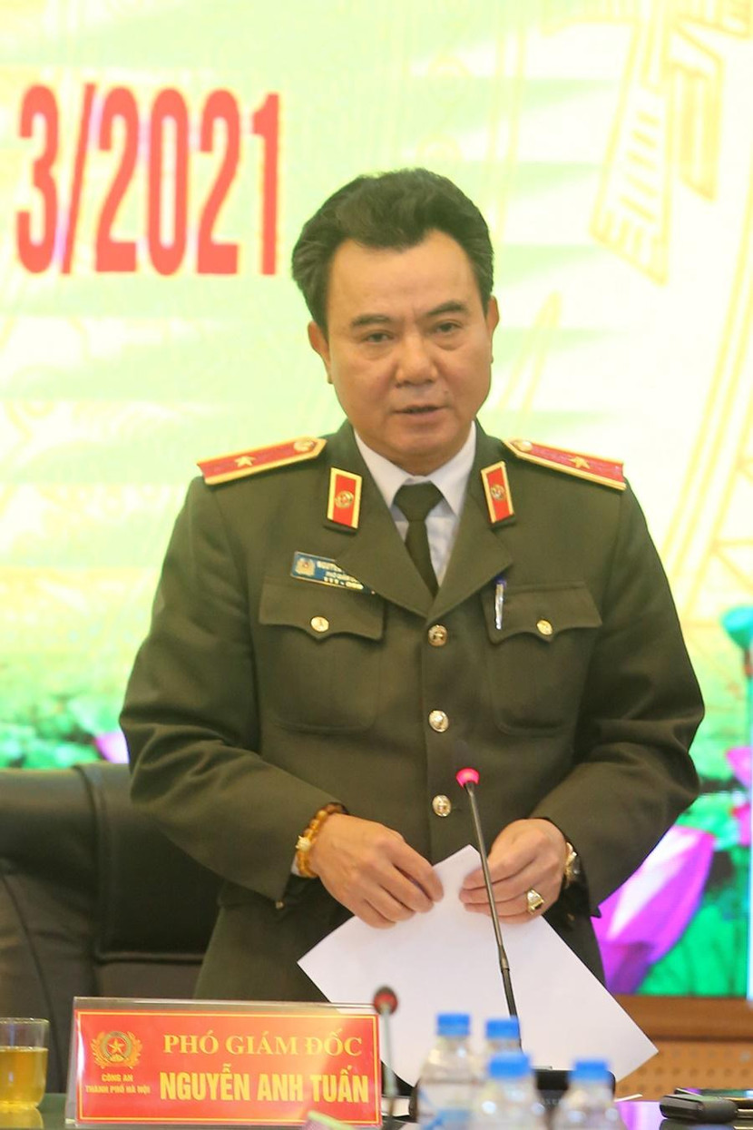 Thiếu tướng Nguyễn Anh Tuấn, Phó Giám đốc CATP phát biểu tại hội nghị