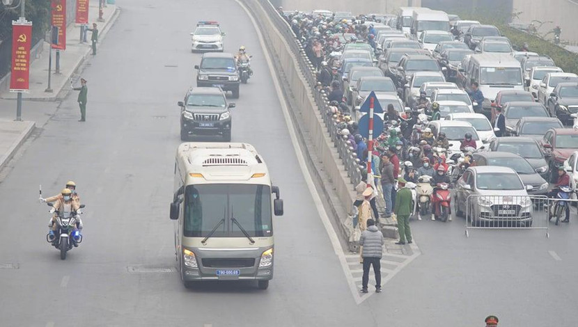 Công tác đón, dẫn đoàn được lực lượng CSGT Thủ đô đảm bảo tuyệt đối an toàn, thông suốt