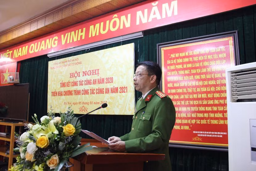 Đại tá Nguyễn Hồng Ky, Phó Giám đốc CATP Hà Nội phát biểu chỉ đạo tại Hội nghị