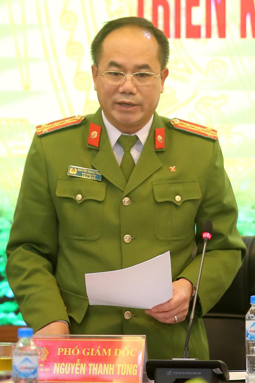 Đại tá Nguyễn Thanh Tùng, Phó Giám đốc CATP phát biểu tại hội nghị