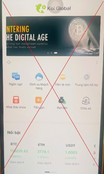 Cảnh báo lừa đảo khi tham gia đầu tư tiền ảo trên ứng dụng Koi Global ảnh 1