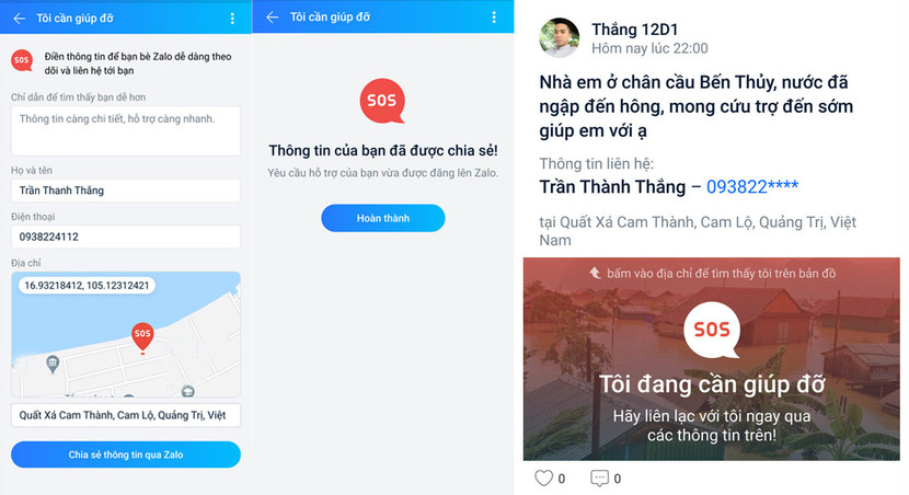 Tính năng “SOS” trên Zalo