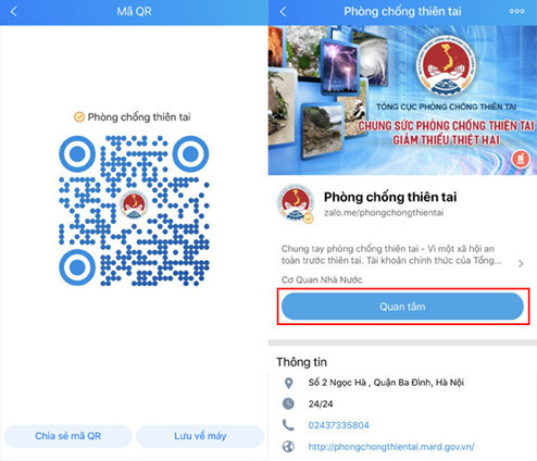 Trang Zalo “Phòng chống thiên tai”