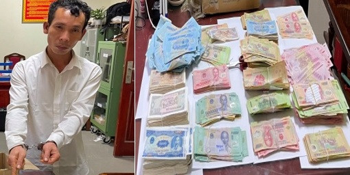 Đối tượng Toản và tang vật vụ án Đối tượng Toản và tang vật vụ án