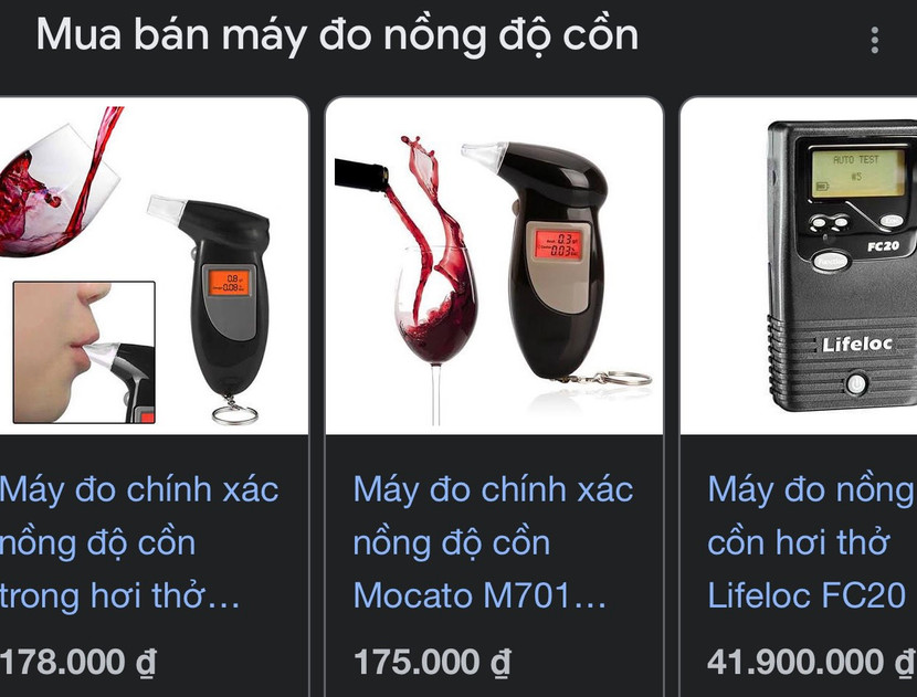 Máy đo nồng độ cồn được rao bán trên mạng