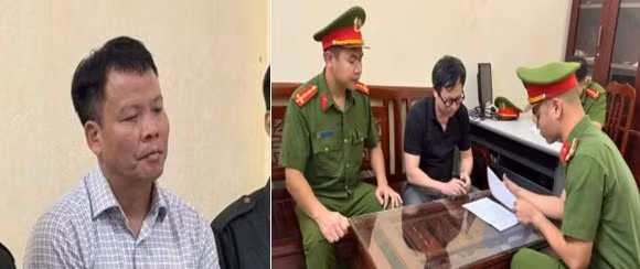 Ông Thụ (bên trái) và nhiều lãnh đạo, phóng viên Tạp chí Môi trường và đô thị Việt Nam bị điều tra về hành vi Cưỡng đoạt tài sản