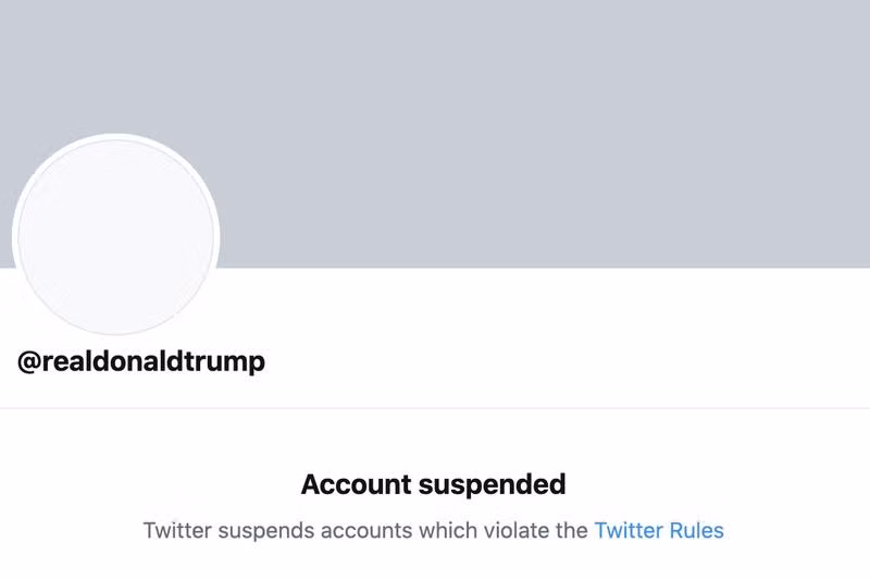 Tài khoản cá nhân của ông Donald Trump trên Twitter hiện đã rơi vào tình trạng ngừng vĩnh viễn