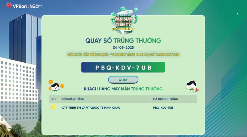 Khách hàng trúng giải voucher vàng Doji trị giá 12 triệu đồng