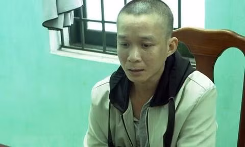 Đối tượng Lê Thành Nhân tại cơ quan công an