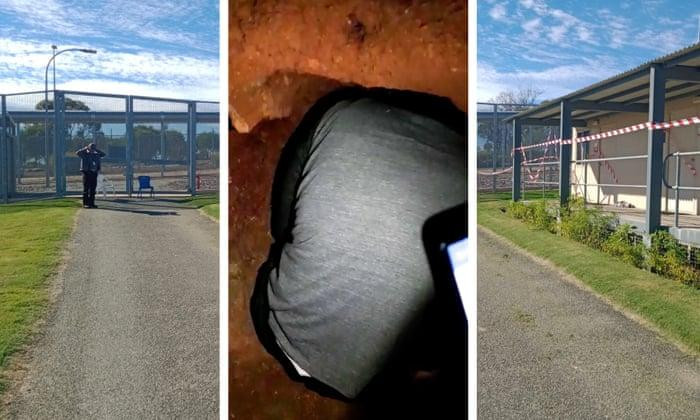 Đoạn đường hầm được đào bên dưới một khu nhà ở trong trung tâm dành cho người tị nạn Yongah Hill Đoạn đường hầm được đào bên dưới một khu nhà ở trong trung tâm dành cho người tị nạn Yongah Hill