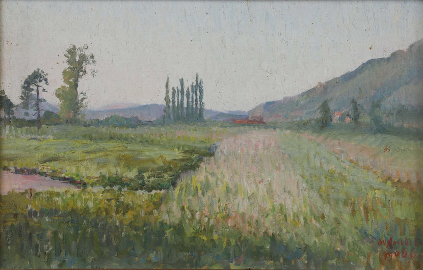 Tác phẩm Paysage aux cyprès (Menthon-Saint-Bernard - 1906), sơn dầu trên toan của vua Hàm Nghi
