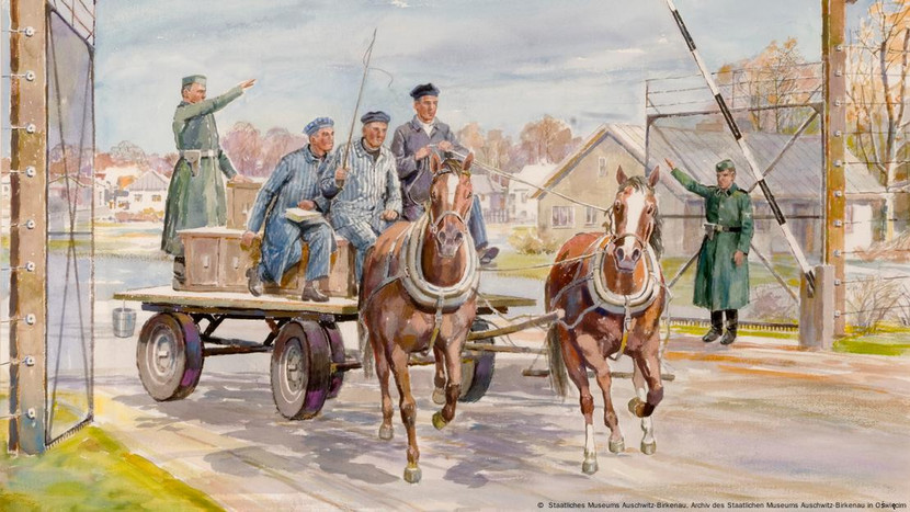 Bức tranh mô tả cuộc trốn thoát khỏi trại tập trung tử thần Auschwitz, trong đó có Kusel