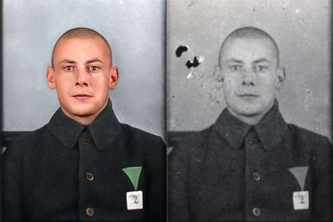 Chân dung Otto Kusel khi bị đưa đến trại Auschwitz tháng 5-1940