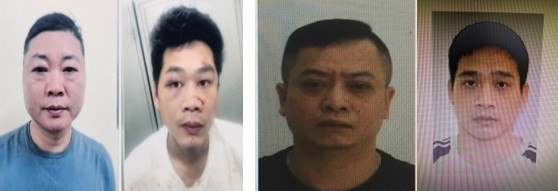 Từ trái sang, các đối tượng: Sơn "thảo nứa", Đạt "đồng", Trần Mạnh Toàn và Nguyễn Văn Khiêm