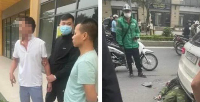 Đối tượng Trọng (áo trắng) thời điểm bị khống chế Đối tượng Trọng (áo trắng) thời điểm bị khống chế