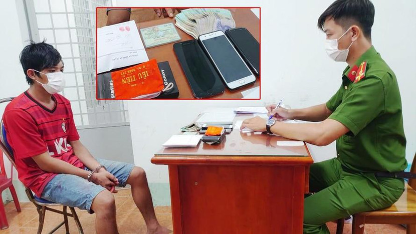 Đối tượng Nguyễn Văn Cân tại cơ quan công an Đối tượng Nguyễn Văn Cân tại cơ quan công an