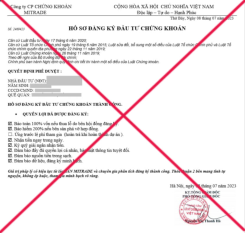 Một trong những văn bản giả mạo VSD