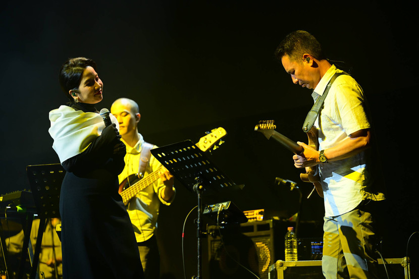 Diva Mỹ Linh tình tứ cùng chồng - nhạc sĩ Anh Quân - trên sân khấu