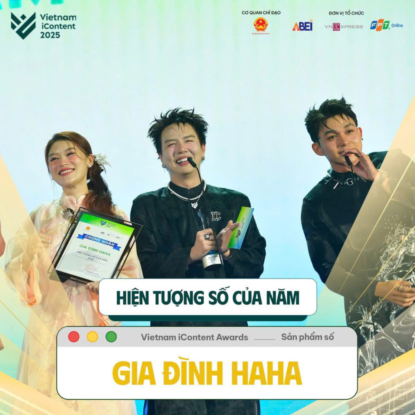 Chương trình &quot;Gia đình Haha&quot; đoạt giải &quot;Hiện tượng số của năm&quot; tại Giải thưởng IContent 2025