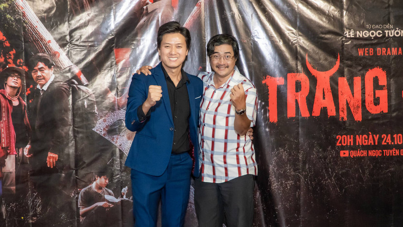 Quách Ngọc Tuyên và đạo diễn Ngọc Tưởng trong buổi gặp gỡ truyền thông Quách Ngọc Tuyên và đạo diễn Ngọc Tưởng trong buổi gặp gỡ truyền thông