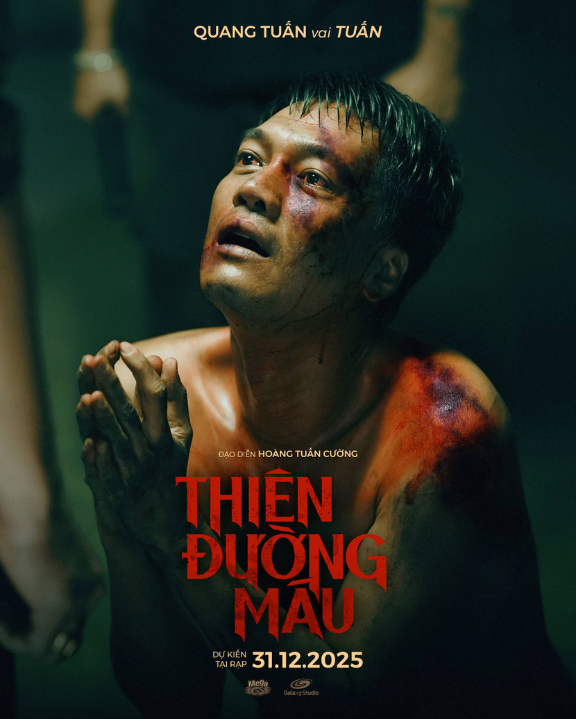 Quang Tuấn "tả tơi" với ánh nhìn đờ đẫn, như ngây dại trong "Thiên đường máu"