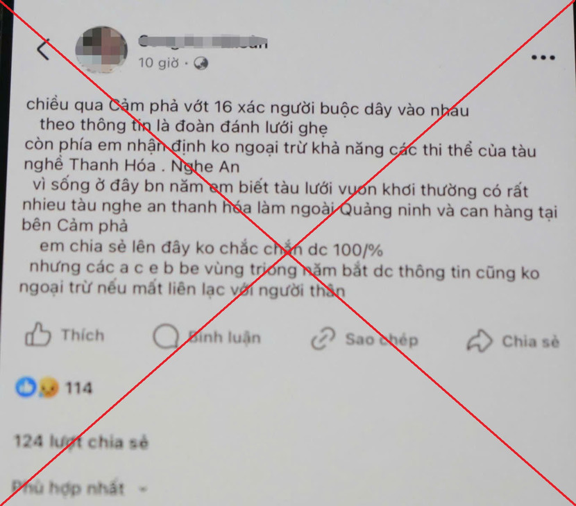Thông tin thất thiệt mà H. đăng tải trên trang facebook cá nhân Thông tin thất thiệt mà H. đăng tải trên trang facebook cá nhân