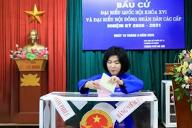 Chủ tịch HĐND TP Phùng Thị Hồng Hà bỏ phiếu bầu cử tại phường Hà Đông