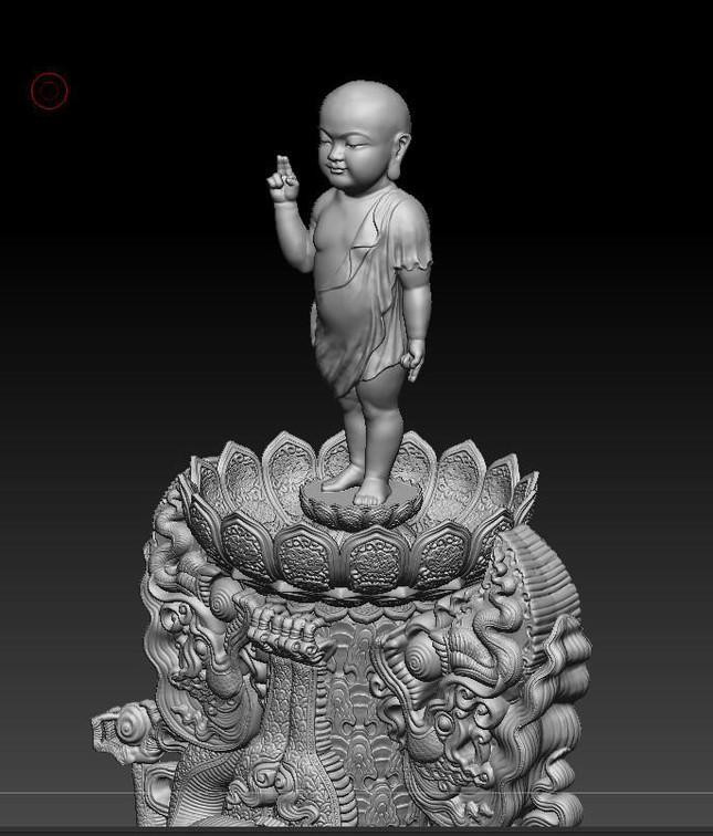 Hình ảnh phỏng dựng Đức Thích Ca sơ sinh trên tòa sen thời Lý