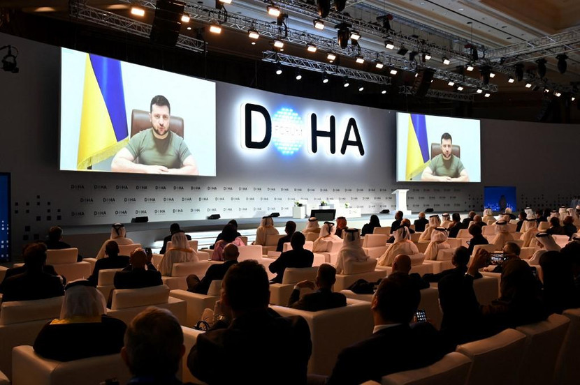 Tổng thống Ukraine Volodymyr Zelensky bất ngờ xuất hiện và phát biểu tại Diễn đàn Doha theo hình thức trực tuyến