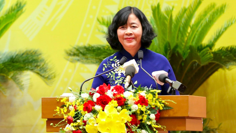 Đồng chí Bùi Thị Minh Hoài, Ủy viên Bộ Chính trị, Bí thư Thành ủy, Trưởng đoàn Đại biểu Quốc hội thành phố Hà Nội